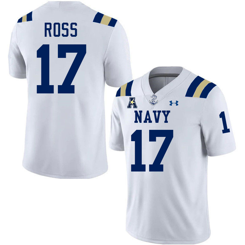 Navy Midshipmen #17 Justin Ross College Football Jerseys,Apparels Stitched-White Navy Midshipmen #17 Justin Ross College Football Jerseys,Apparels Stitched-White